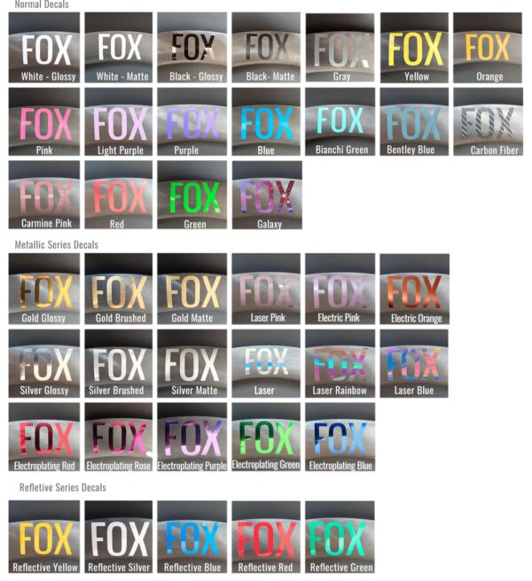 bicycle decal color list